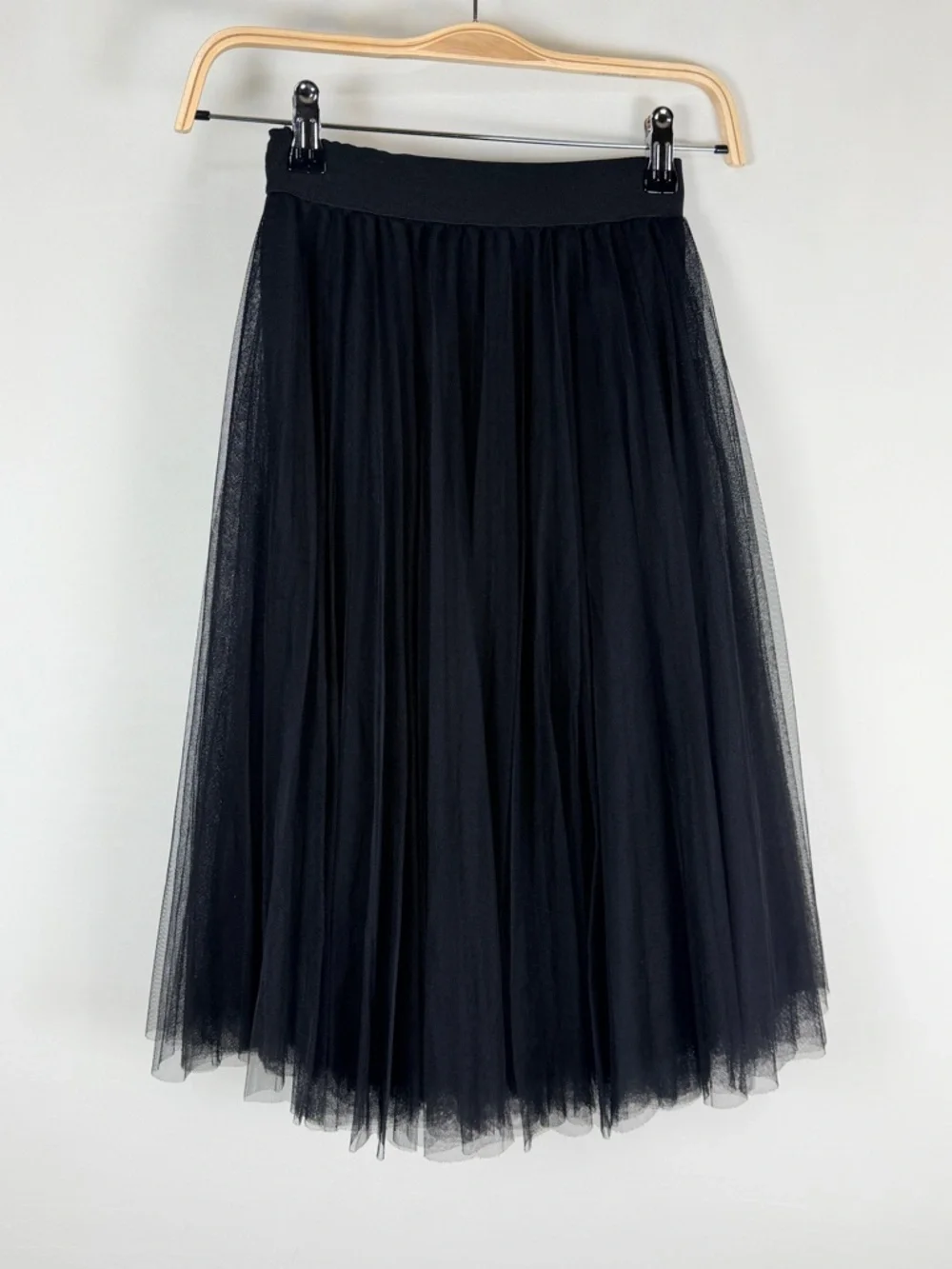 Charlotte Russe Tulle Skirt XS Black Midi Balletcore Whimsigoth Dark Fairy